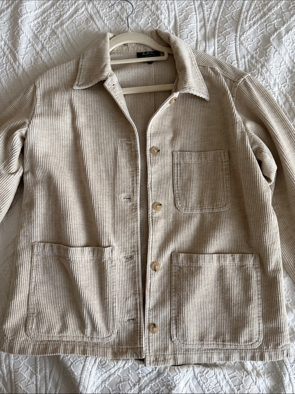 A.P.C. Cream Corduroy Shirt Jacket US6/EU38